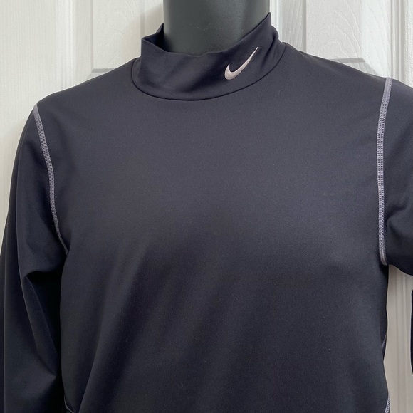 Nike Pro men dri fit men black long sleeves  logo shirt. Size M. Used. - Picture 2 of 9